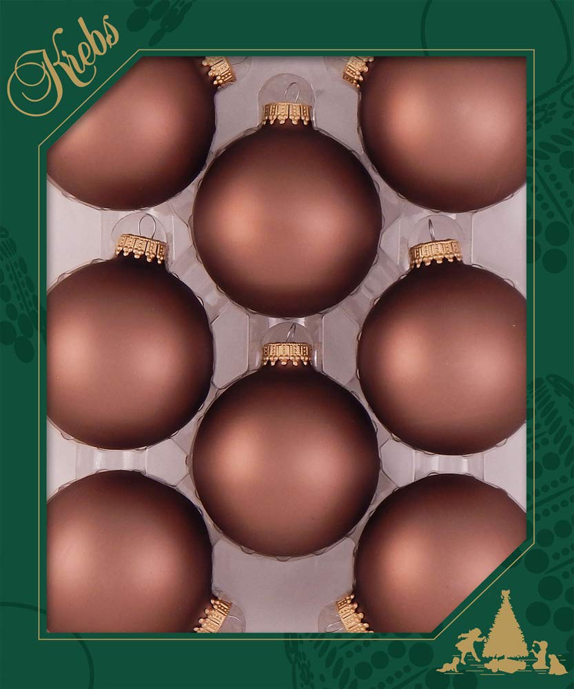 Christmas by Krebs Coconut Brown 2.63 in Glass Christmas Tree Ornaments Set of 8 #KBX70417